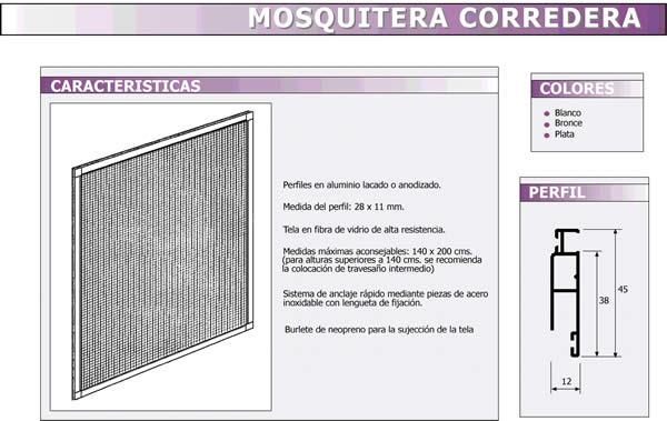 Caracteristicas mosquiteras correderas.